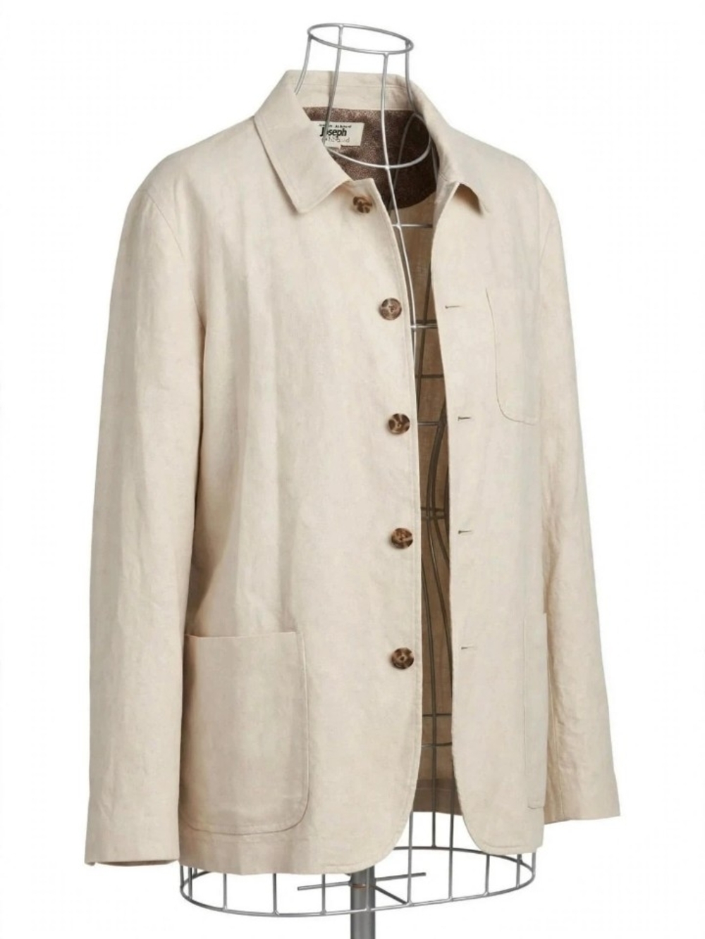 Joseph Abboud Natural Cream Lightweight Button-Front Shirt Jacket